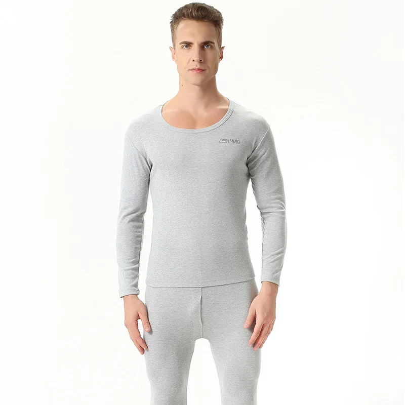 2023 Autumn winter men long johns thermal underwear suit cotton loose elastic round neck shirt+pants 2 pieces set plus size 7xl