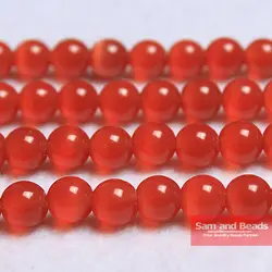 Free Shipping Natural Moon Stone Beads ,Opal Orange Red Cat Eye Round Loose Beads 16