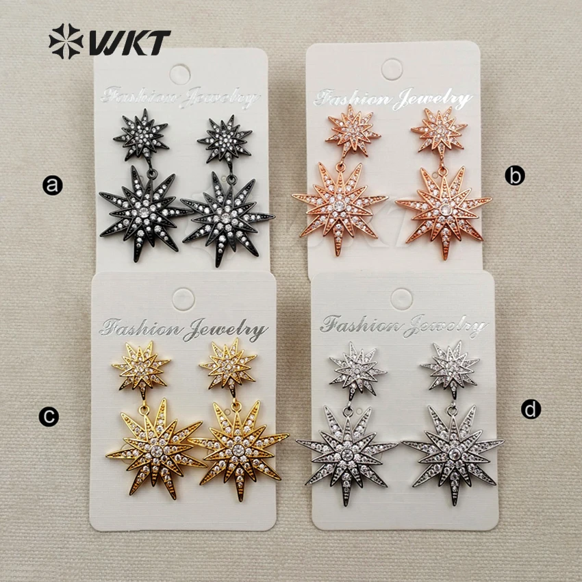 ME030 WKT Sparkly Charming Special Geometic Shape Double Side Drop Earring For Women Party Decoration Pretty Drop Earring