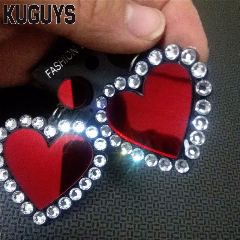 أقراط كبيرة من kumen على شكل قلب أحمر من الأكريليك للسيدات أقراط عصرية من Oorbellen HipHop أقراط Pendientes