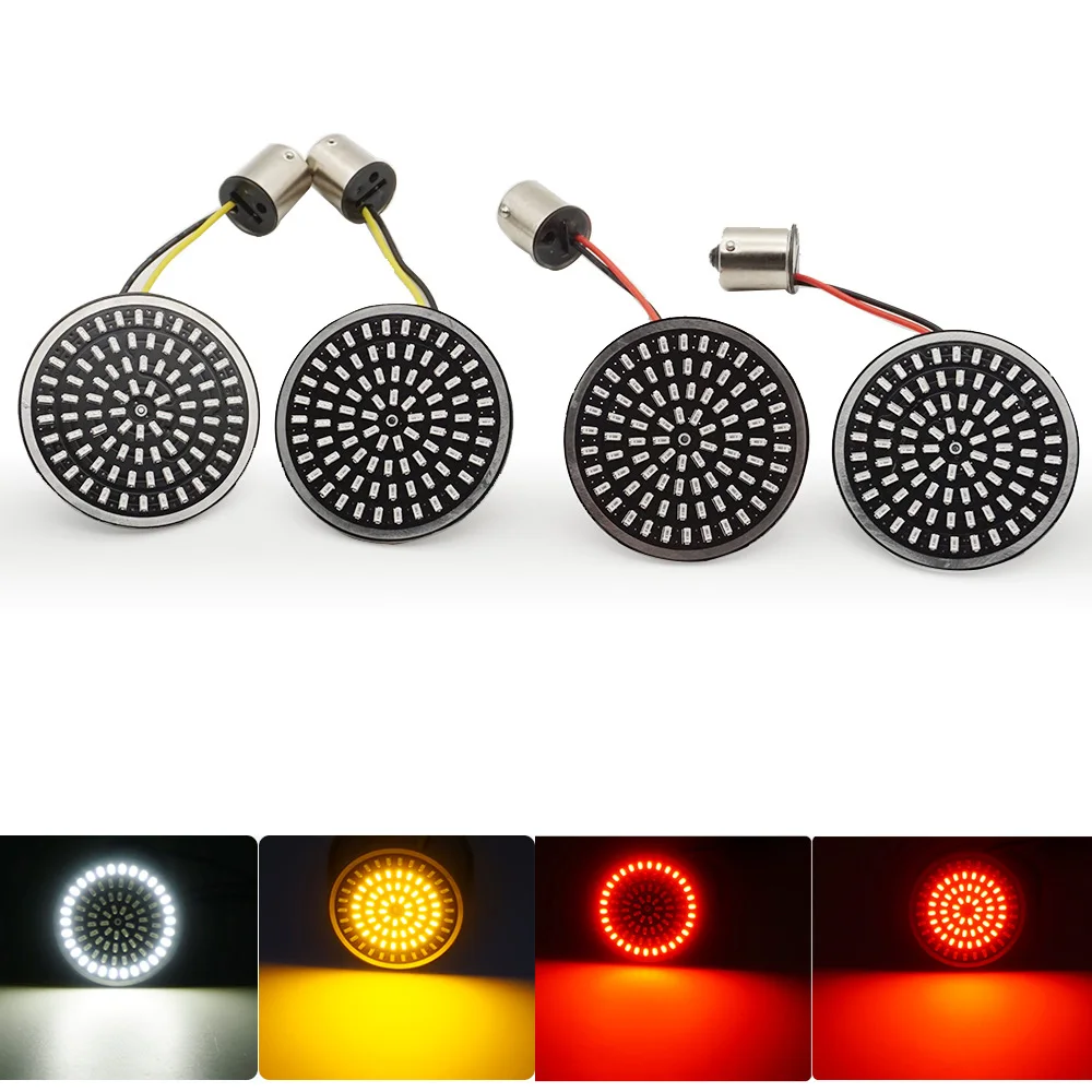 Motorcycle Bullet Turn Signal Indicator Light Lamp White/Amber LED  Light for Harley Sportster Touring Electra Glide Dyna FLSTF