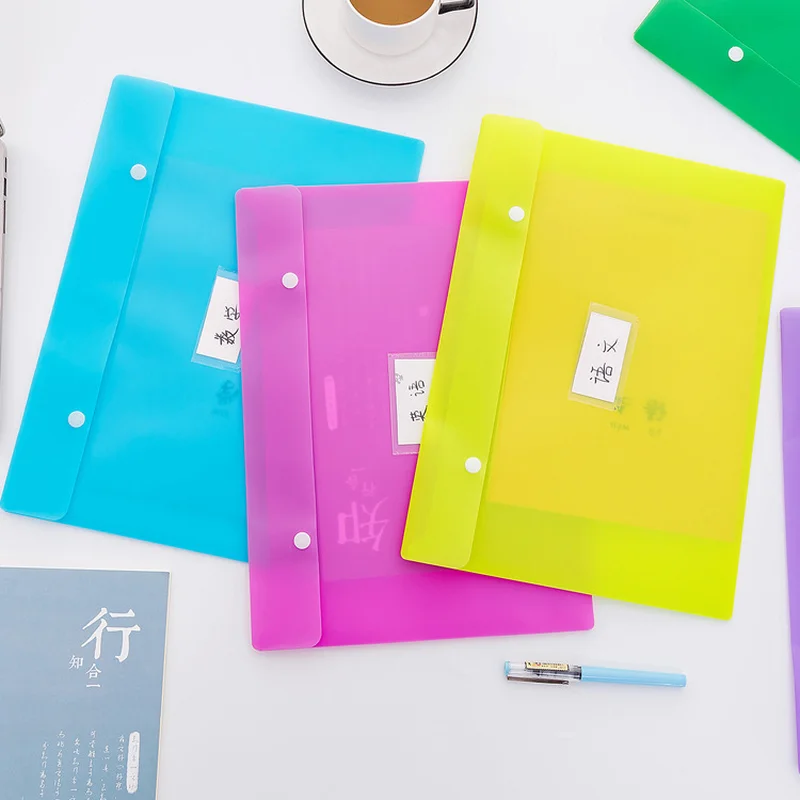 Creative Fashion Simple Snap Candy Colors Big Capacity File Bag Student Office Learning  Waterproof Storage Bags Stationery