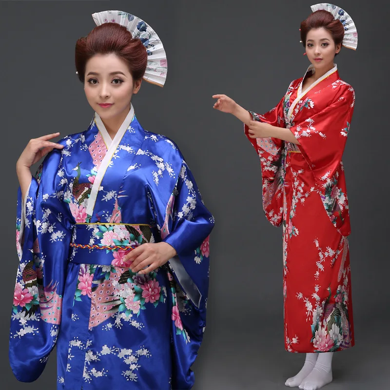 

Japanese Kimono Dress Women Yukata Imitation Silk Japanese Traditional Costume Women Robe Asian National Clothes 18