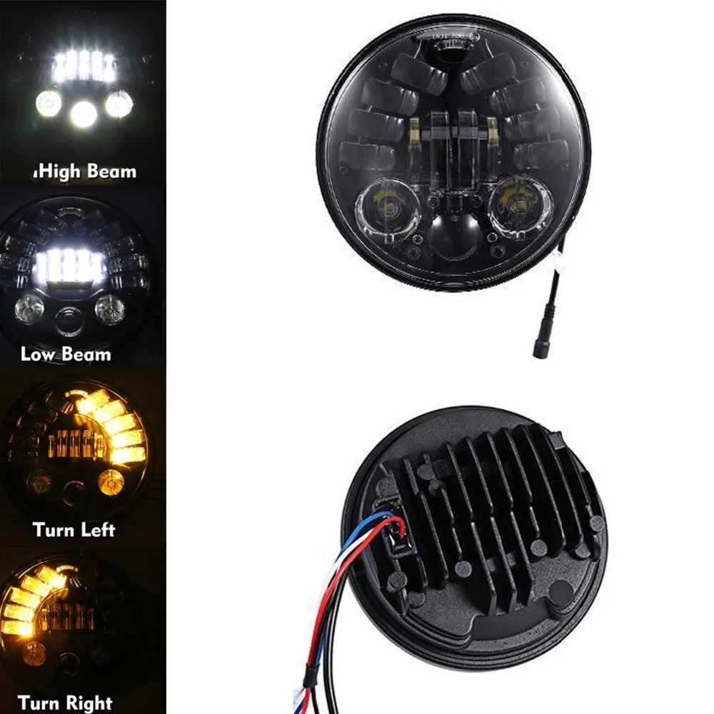 

Motorbike 5-3/4" 5.75" Projector LED Headlight w/ DRL For Harley VRSCD VRSCDX FLSTS FXSTS DOT H4 Headlamp Turn Signal