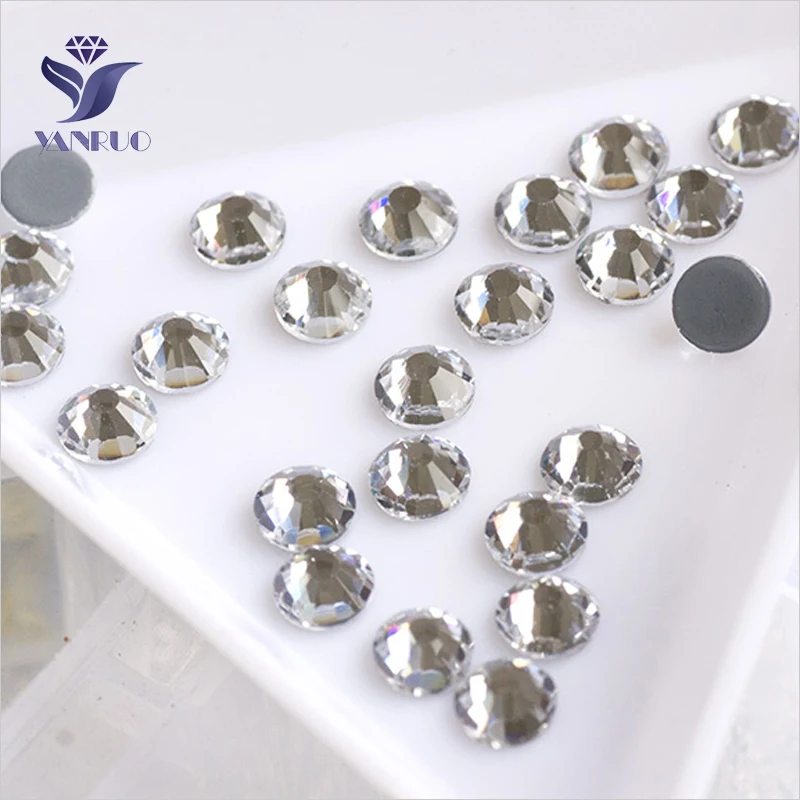 YANRUO 2058HF SS4-SS50 Crystal Clear Iron On Hotfix Stones And Crystals Flat Back Strass DIY Rhinestones For Craft