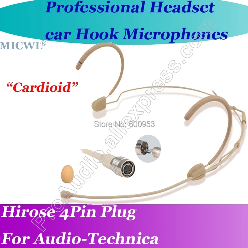 MICWL T65 Cardioid-Directivity Comfortable Headset Microphone for Audio-Technica Wireless Hirose 4Pin connector