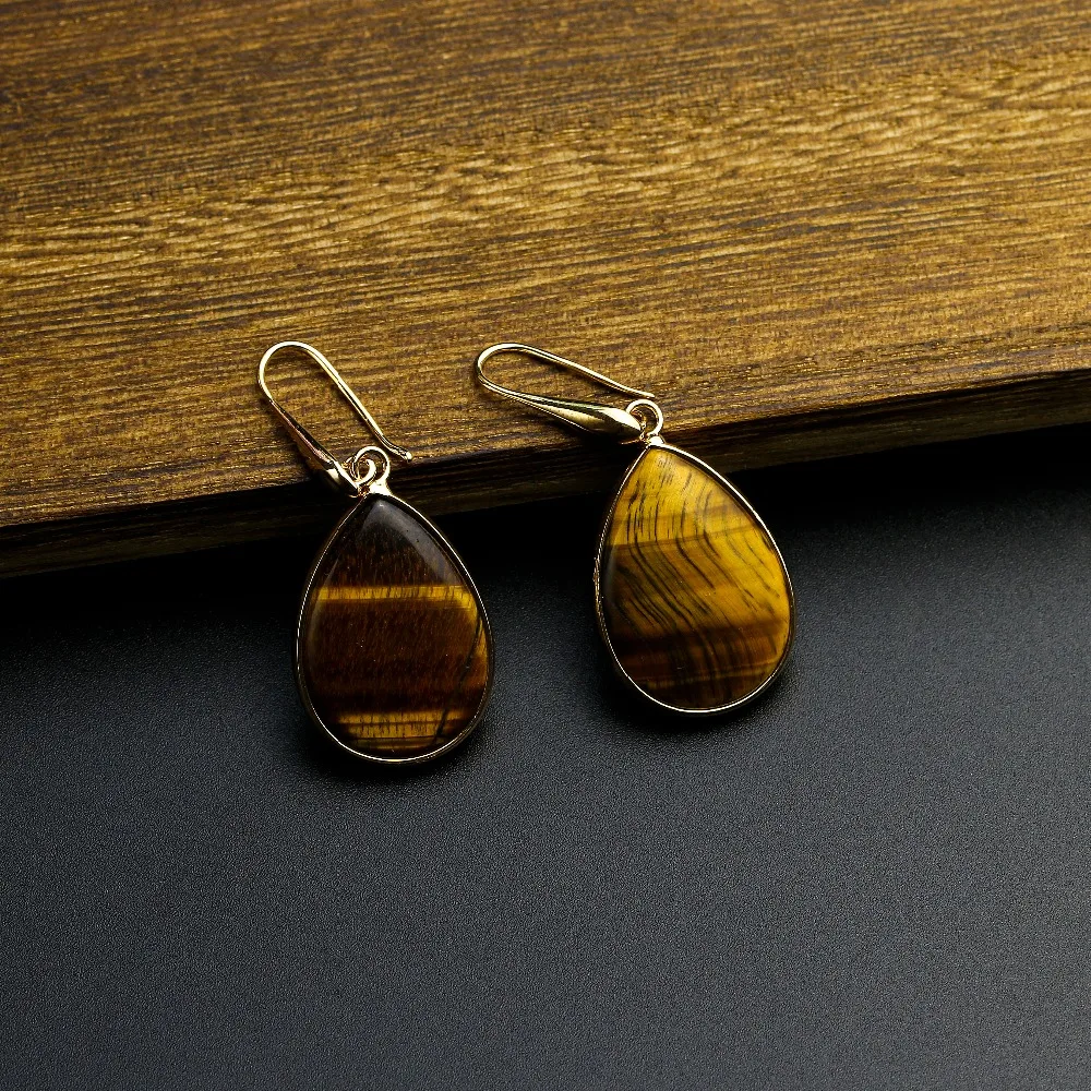 YMORL Natural Tiger Eye Drop Earrings For Women Bohemia Earring Designer Black Onyx Earrings Jewelry Dropshipping