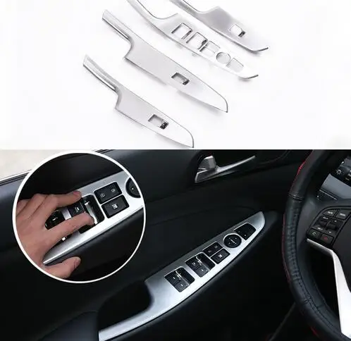 4 Pcs/Set ABS Chrome Car Interior Decoration Door Window Switch Cover Trims For LHD for Hyundai Tucson 2015 2016