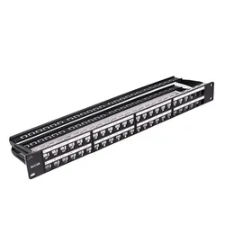 AUCAS Shielded 48 Ports 2U Patch Panel Empty RJ45 Toolless Cat 6 Keystone Jack Insert Faceplate Without Tool