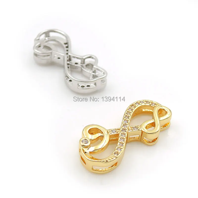 22*9*5mm Micro Pave Clear CZ Infinity Flat Beads Fit For Making DIY Bracelets Or Necklaces Jewelry