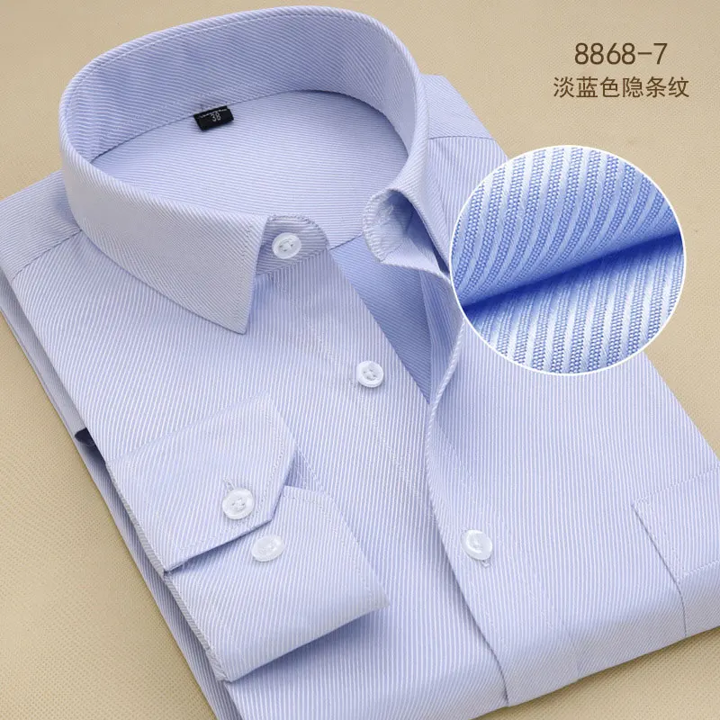 Men's Regular Fit Twill Texture Formal Shirt Slim Fit Long Sleeve Spread Collar Dress Shirt Pink Cotton High-quality Chemise 8XL