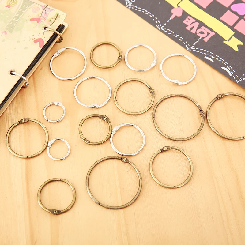 Creative Metal Binder Ring Loose-leaf Notebook DIY Photo Album Coil Key chain Circle Book Binding Iron Hoops Silver Open Rings