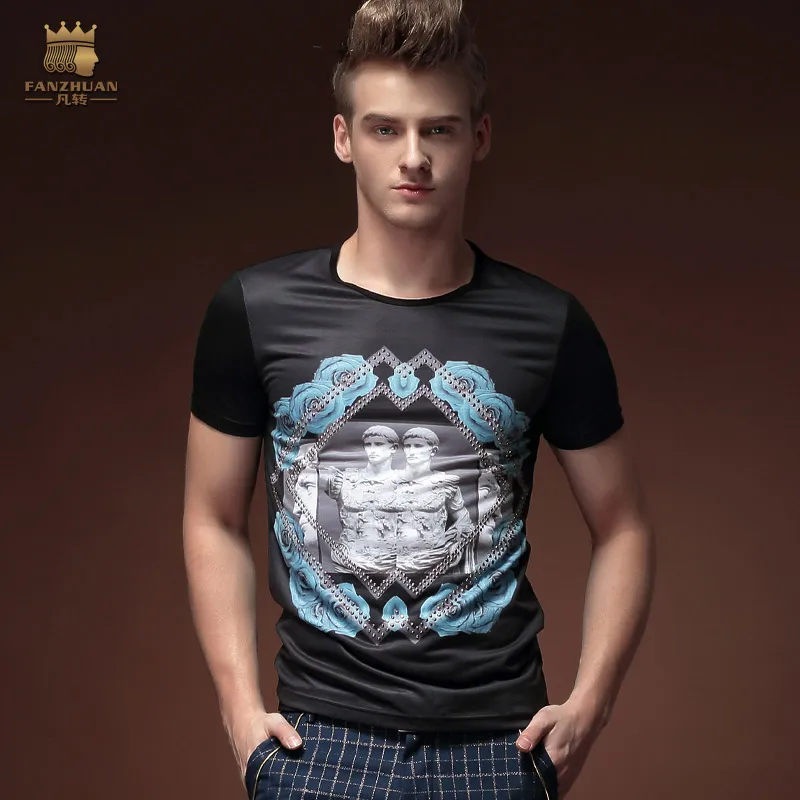 Free Shipping New Korean Summer men's fashion casual short sleeved 2015Black Loose T-shirt 15583 metrosexual personality On Sale