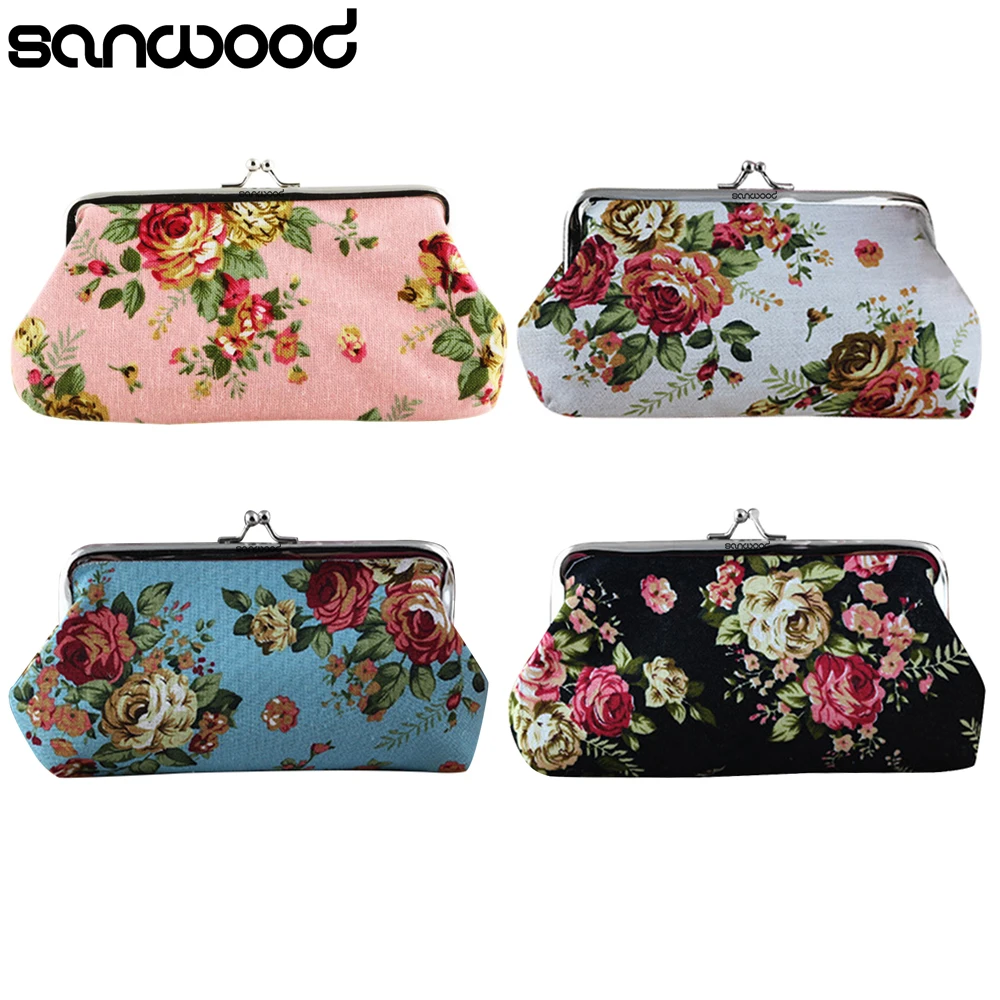 

2016 Women's Coin Purse Money Bag Case Wallet Keys Card Pouch Big Flower Pattern Hasp Carteira 9IEX