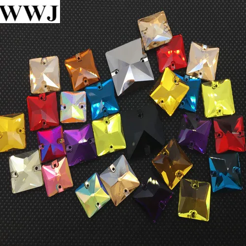 All Size&Colors Wholesale Factory Price Square Shape Sew On Stone 8mm 10mm 12mm 14mm 16mm 22mm Sewing Glass Crystals