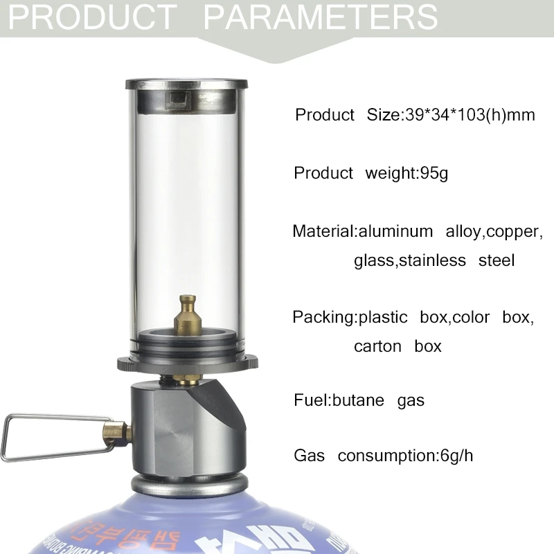 BRS Ourdoor Camping Tent Candle Lamp Portable Light Gas Lighting Camping Lamp Tent Gas Camp Lamp