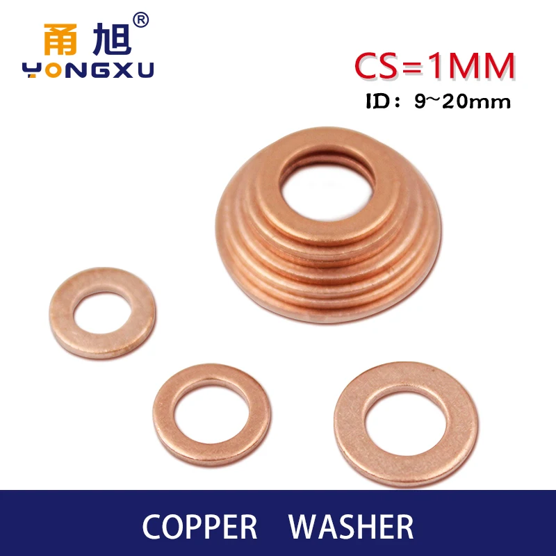 20Pcs DIN7603 M5 M6 M8 M10 M12 M14 M16 T3 O Ring Gasket Sealing Ring Copper Washer For Boat Crush Washer Flat Seal Ring Fitting