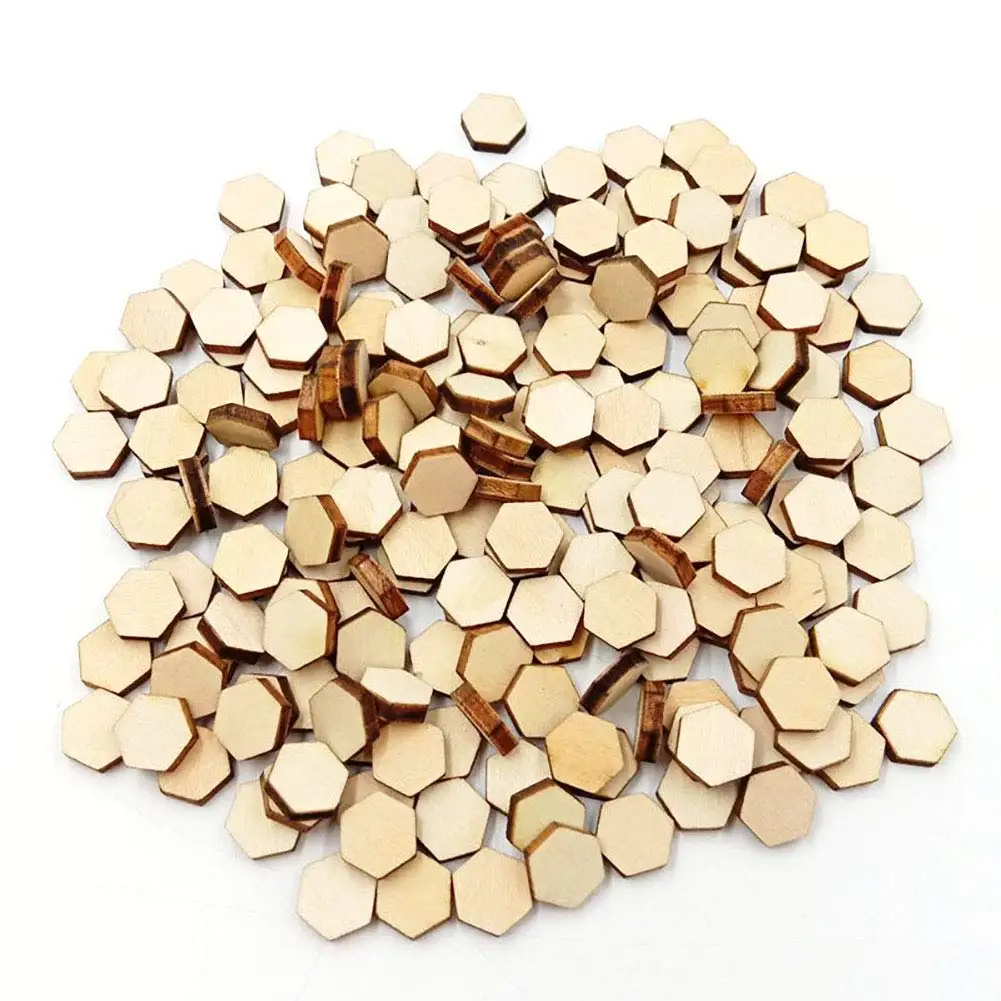 50pcs 30mm 1.18inch Wood Hexagon Cutout Shapes Unfinished Wood Mosaic Tile DIY Craft Supplies Wedding Decor