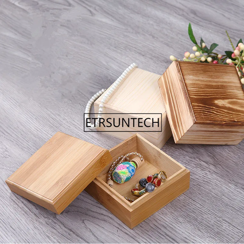 20Pcs/Lot Square wooden storage box solid wood box jewelry box Bamboo storage boxes 12.5cmx12.5cmx6.5cm