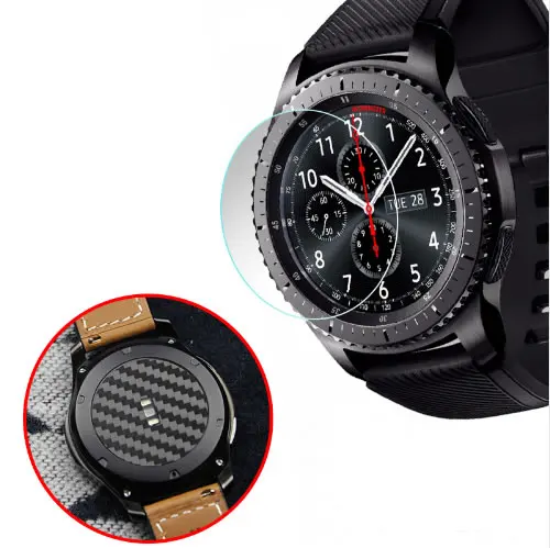 2 set Carbon Fiber Watch Back Protector Film+Tempered Film Protetor Watch Screen For Samsung Galaxy Watch 46mm 42mm Gear S3 22mm