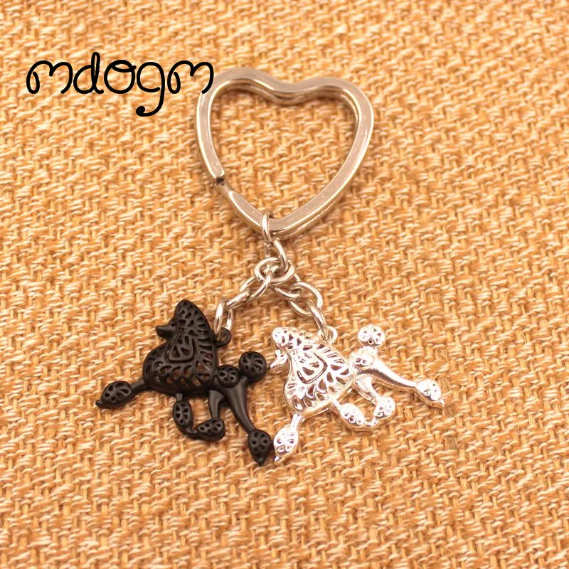 Cute Poodle Dog Animal Gold Silver Plated Metal Pendant Keychain For Bag Car Women Men Key Ring Love Jewelry K012