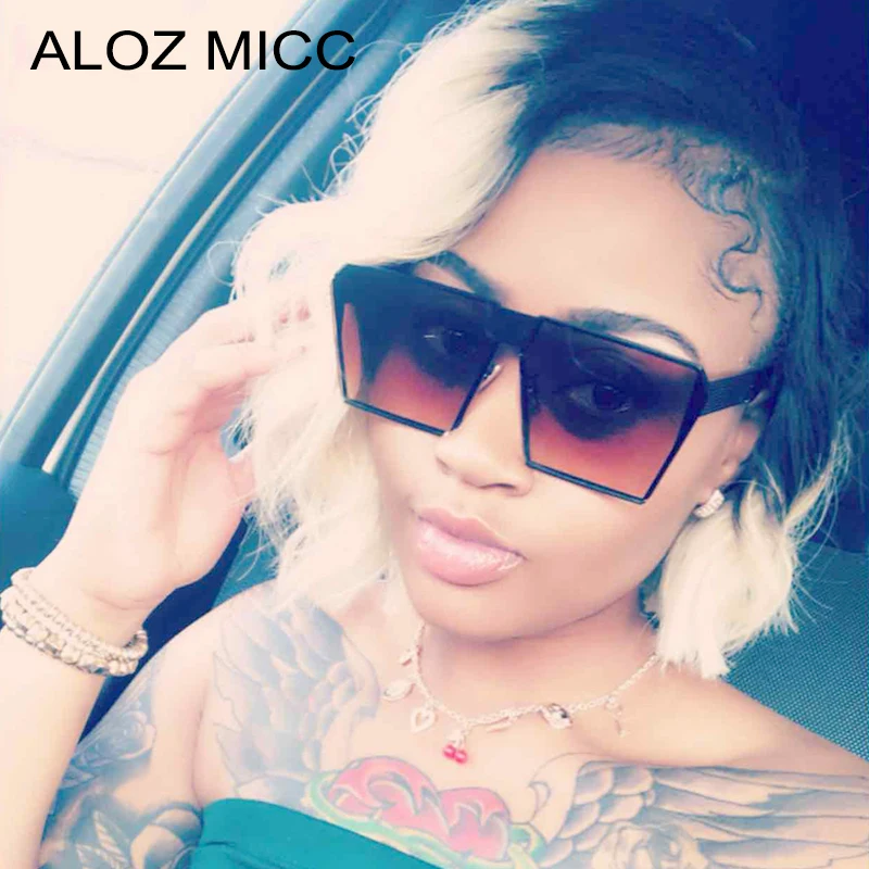 ALOZ MICC Fashion Square Sunglasses Women 2019 Unique Oversize Shield Hop Sun glasses For Women Men Flat Top Mirror Eyewear Q100