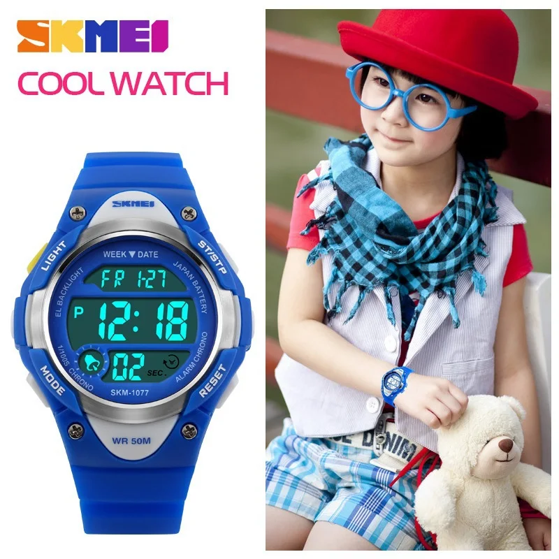 SKMEI Kinder Uhren Nette Kinder Uhren Sport Cartoon Uhr für Mädchen jungen Gummi kinder Digitale LED Armbanduhren Reloj