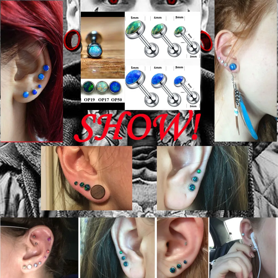 3Pcs/Set Surgical Steel Stud Earrings Ethnic Screw-back Ear Stud 3/4/5mm Mix Sizes Round Stone Piercing Jewelry Ear Oorbellen