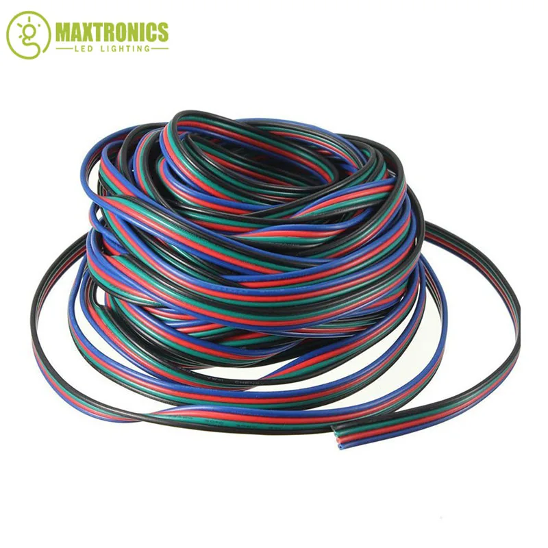 2m 5m 10M/lot 4 Pin Extension RGB+Black Wire Connector Cable For DC5V ws2801 LPD8806 APA102 DC12V 3528 5050 RGB LED Strip light