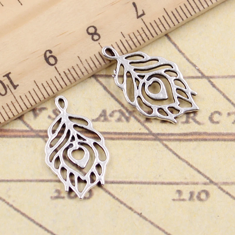 20 sztuk Charms ogień Feather liść 22x13mm tybetański srebrny kolor zawieszki antyczne tworzenia biżuterii DIY Handmade Craft