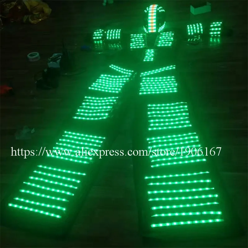 

Newest Colorful RGB LED Luminous Stilts Robot Suit With Led Helmet Illuminated Growing Light Kryoman Robot Costume Party Clothes