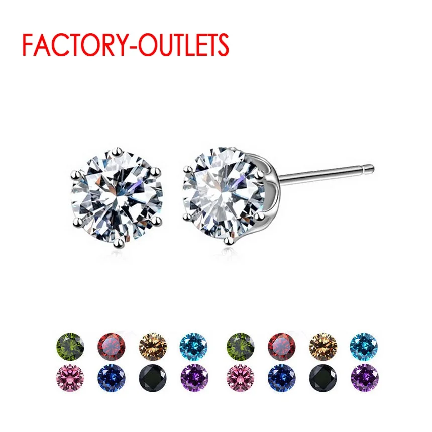 New Arrival Factory Cheap Price 925 Silver Needle Korean Style Fashion Jewelry Stud Earrings Shinny Crystal Fast Shipping