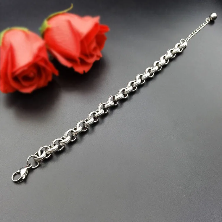 Trendy Bracelet 316L Stainless Steel Bracelet Clasp Jewelry Men Bracelet Byzantine Link Chain Christmas Gift Dropshipping 18+5cm