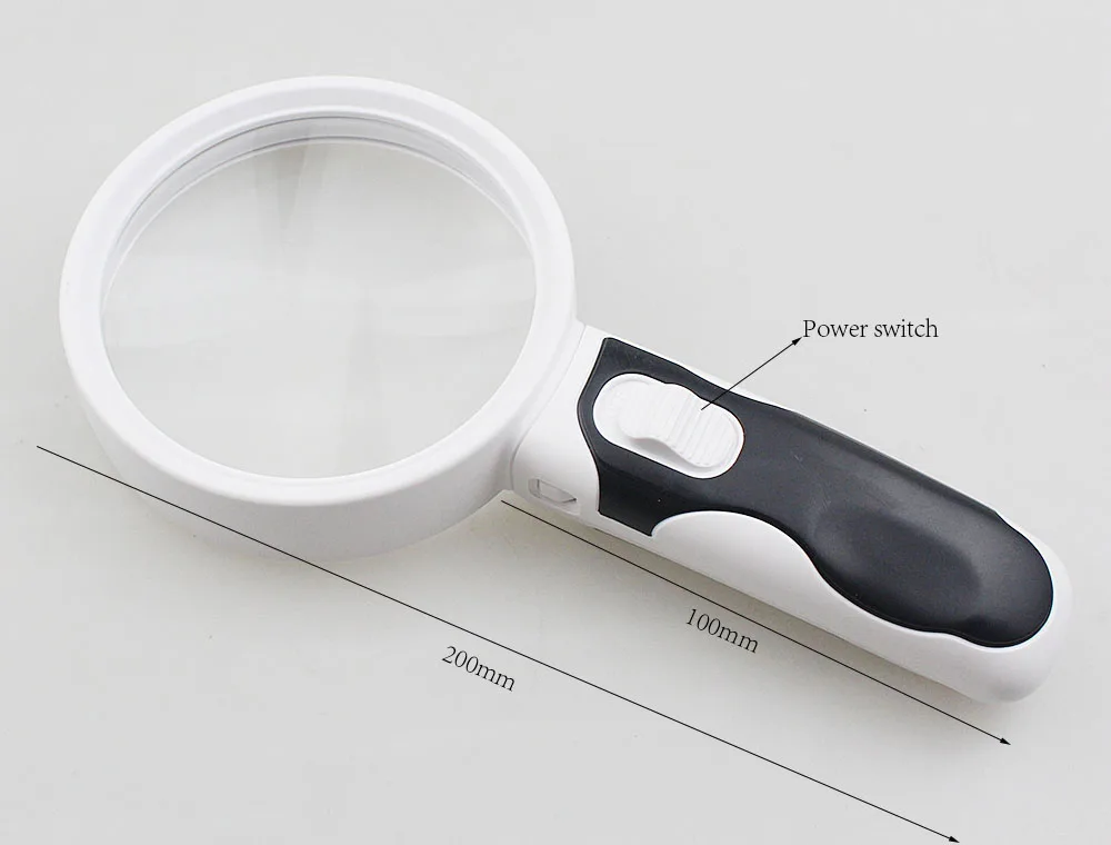 20X 2 مصباح ليد 90 مللي متر قطر يده المكبر قراءة خريطة صحيفة مكبرة مجوهرات من الزجاج العدسة #4