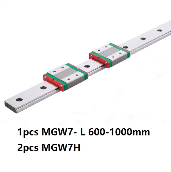 

1pcs 100% Original HIWIN linear guide/rail MGW7 -L 100mm/700mm/800mm/900mm/1000mm + 2pcs MGW7H Mini blocks for CNC parts