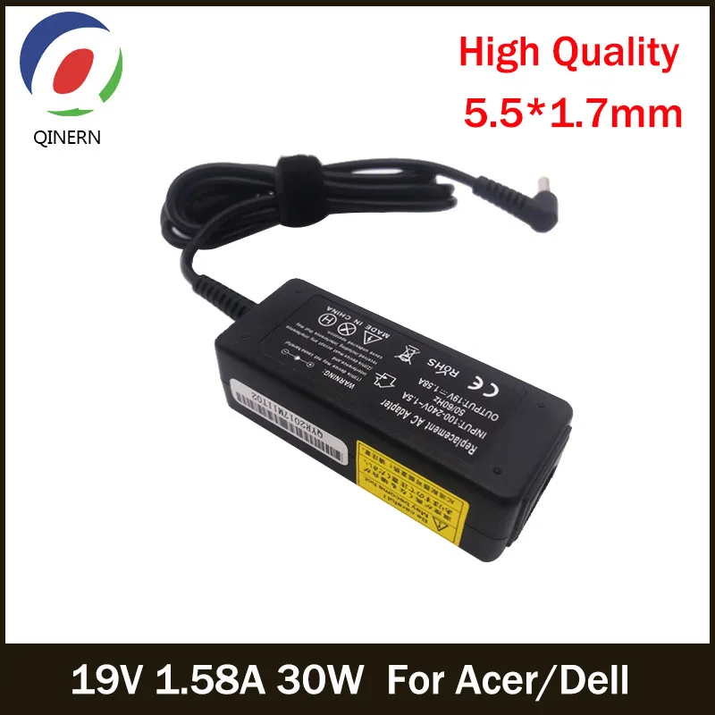 

QINERN 19V 1.58A 30W 5.5*1.7mm AC Laptop Charger Adapter For Acer For Dell Inspiron Mini 9 10 12 1010 Portable Power Supply