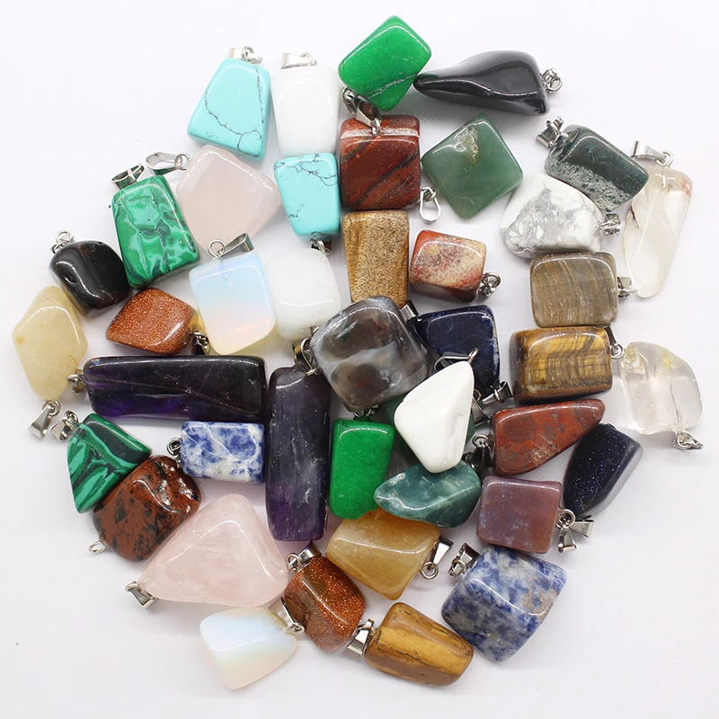 Wholesale 30pcs/lot 2017 hot selling trendy Assorted Natural stone Mixed Irregular shape pendants charms jewelry Free shippingDZ