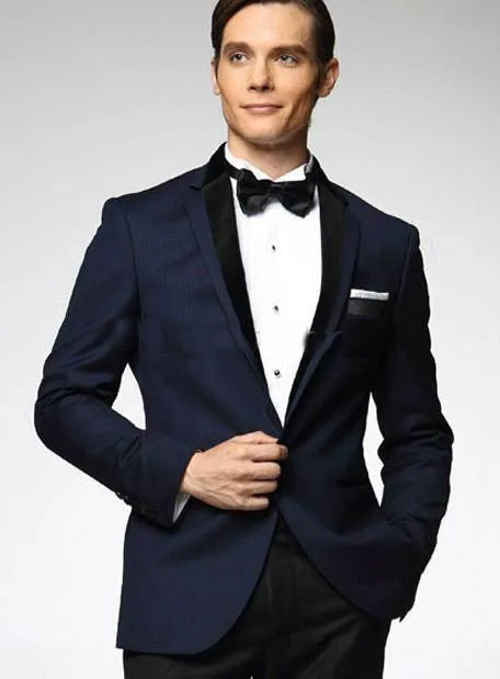 

TOP SALE/DIFFERENT STYLES New Custom Made Navy Blue Groom Tuxedos Notch Lapel Best Man Groomsmen Men Wedding Suits Bridegroomwed