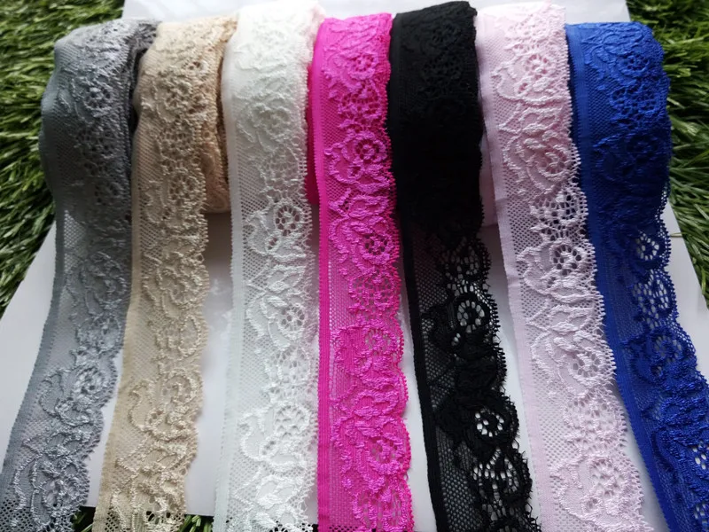 Wholesale 10 yards  Quality embroidered stretch lace ribbon width 3.5 cm, DIY Clothing / Accessories / floral accessories, etc.