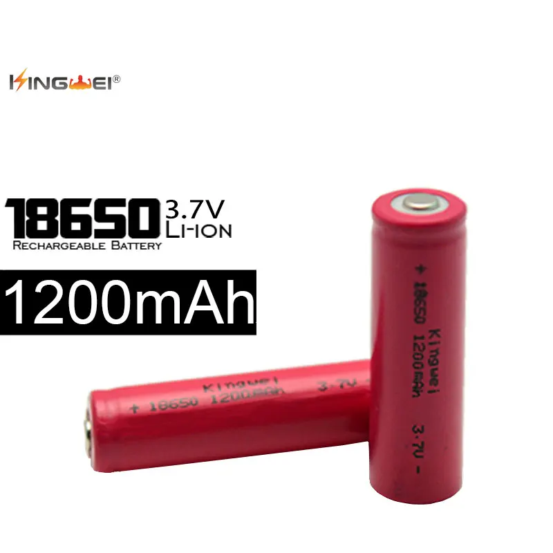 100% Original Red KingWei 18650 Battery 3.7v Lithium 1200mah Rechargeable Batteries For Flashlight