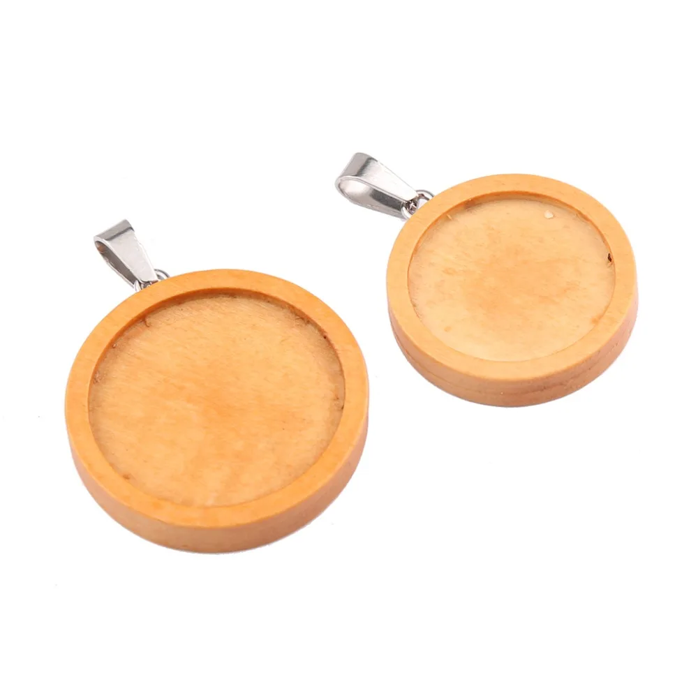 onwear 10pcs round wood cabochon setting 20mm 25mm dia blank wooden cameo base diy pendant trays for jewelry making