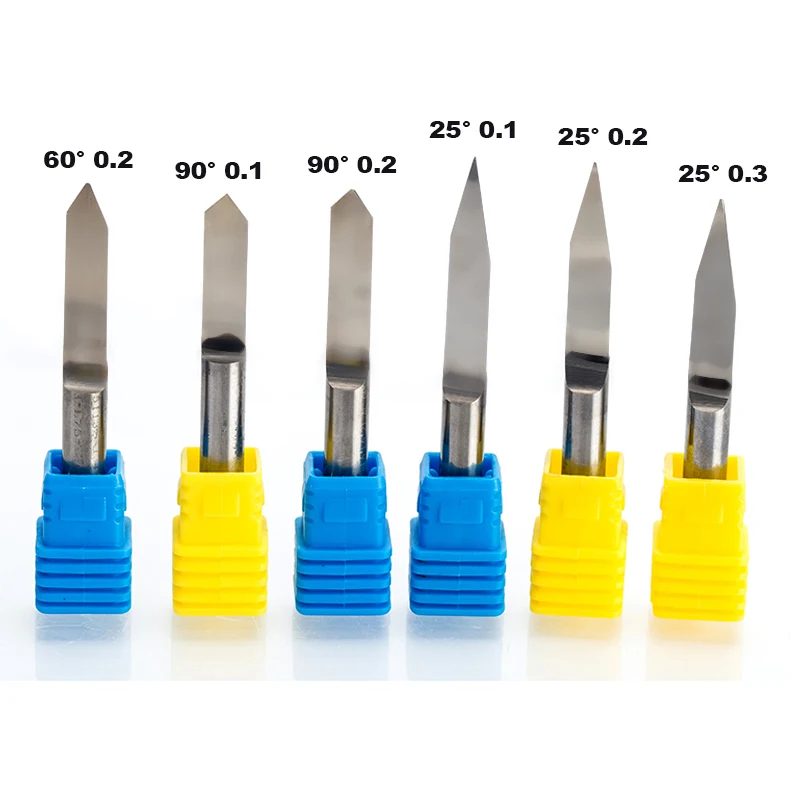 1pc 6mm Flat Bottom Engraving Bits 45-50mm Lengthened CNC Router Tools V Carbide Carving Cutters Degree 20 25 30 60 90