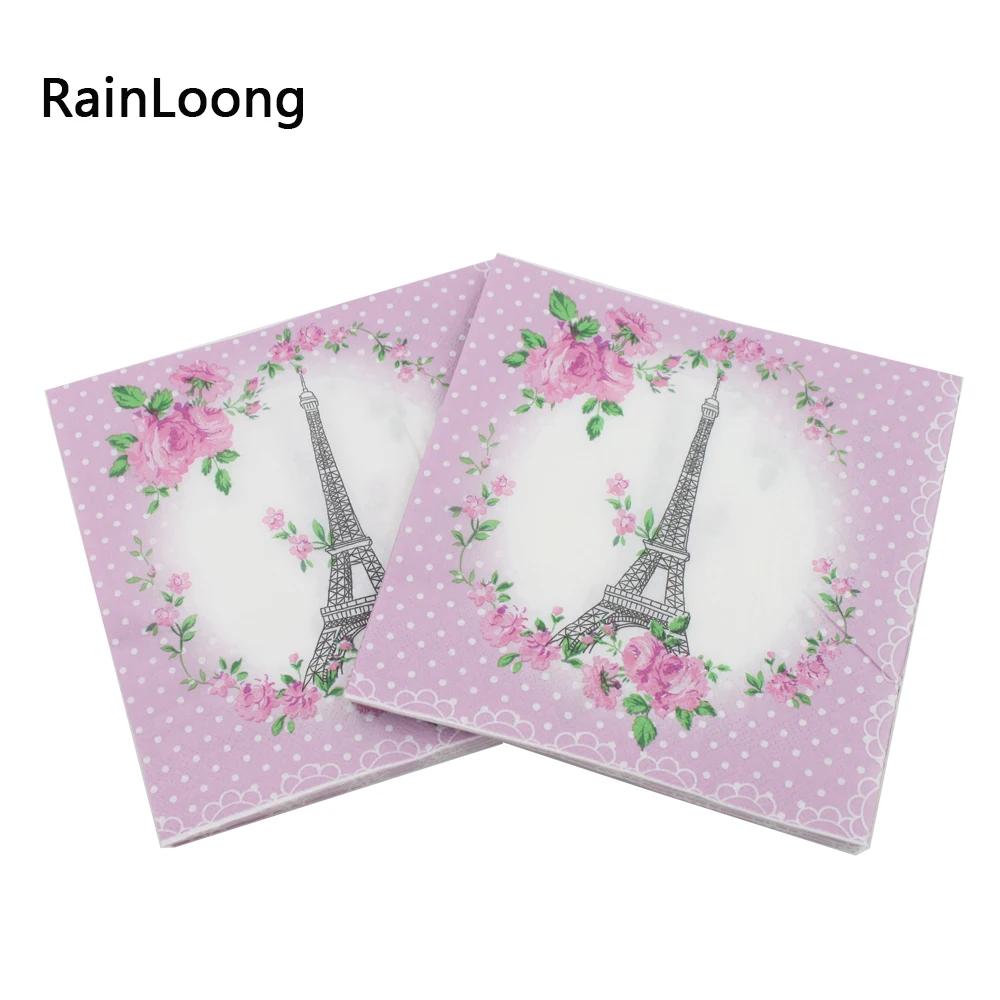 [RainLoong]33cm*33cm Tower Paper Napkins  Festive & Party Tissue Floral Napkins Decoration Decoupage 2 layers