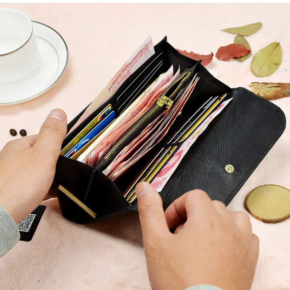 Women Genuine Leather Wallets Female Cowhide Leather Clutch Purse Butterfly Lady Coin Purse  Women's Leather Phone Clutch Bag