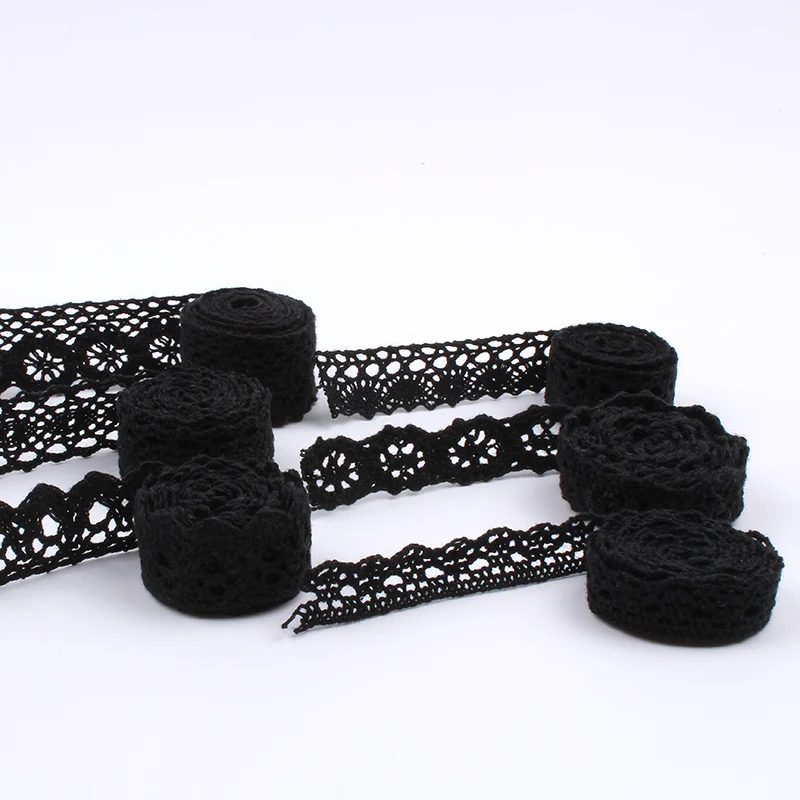 5Yards mix 5 styles Black Cotton Lace Ribbon Garments Accessories DIY Sewing Cotton material trims Handmade Patchwork Craft