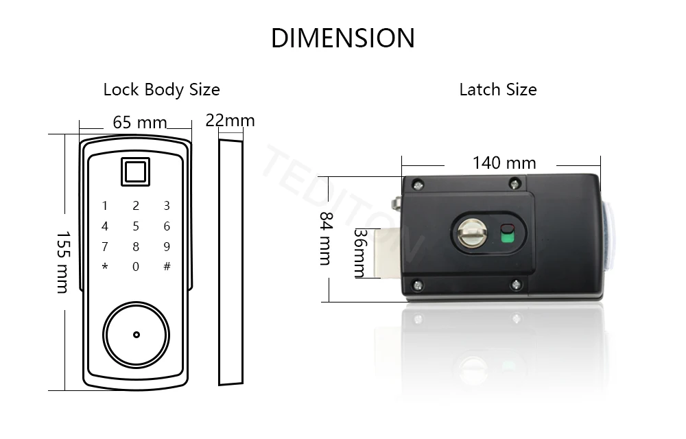 TTlock app Electronic Door Lock, Digital Door Lock Smart, Bluetooth APP Keyless Keypad Code Password Door Lock