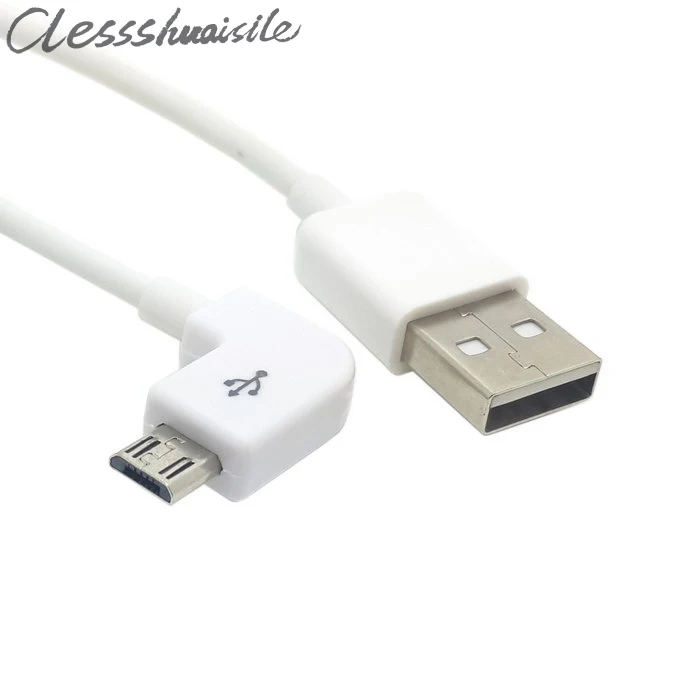 Left angled 90 degree Micro USB Male to USB Data Charge Cable 0.2m 1m 2m 3m 5m 1 2 3meters for Tablet 100cm White