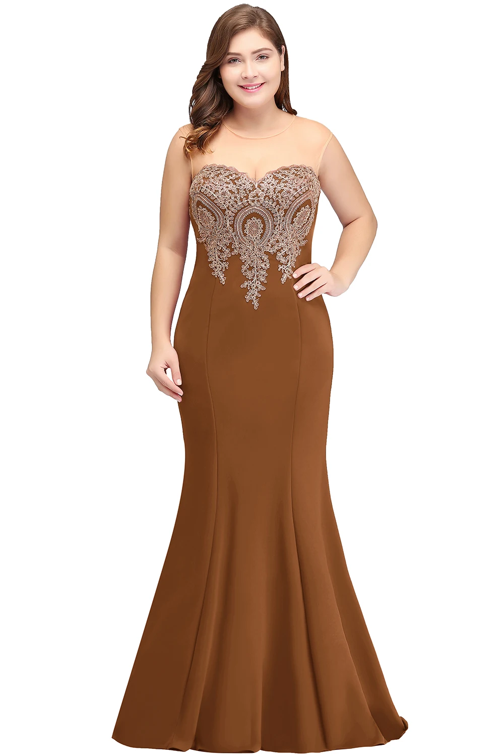 Dusty Pink Long Mermaid Evening Dresses Plus Size Gold Appliques Bodice Women Party Formal Prom Gowns Illusion Back Vestidos