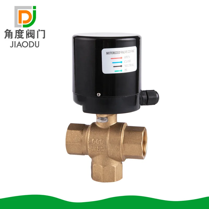 Yuhuan direct two-way stainless steel actuator two-way internal thread brass electric ball valve