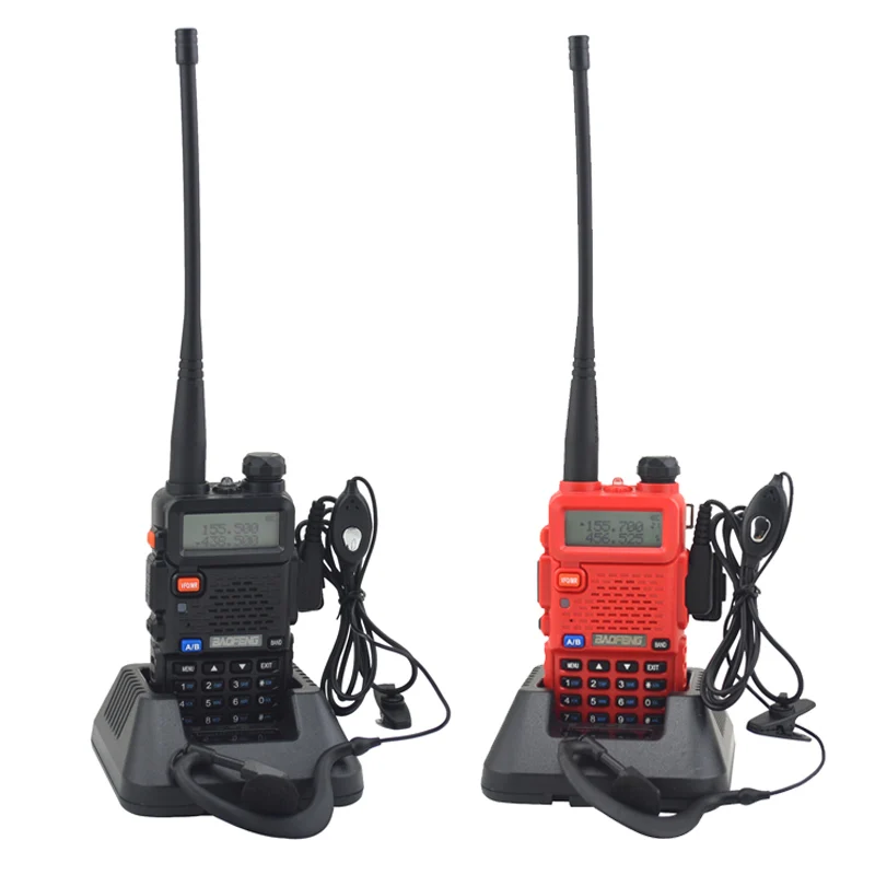 Baofeng walkie talkie uv-5r dualband rádio em dois sentidos vhf/uhf 136-174mhz & 400-520mhz fm transceptor portátil com fone de ouvido